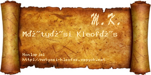 Mátyási Kleofás névjegykártya